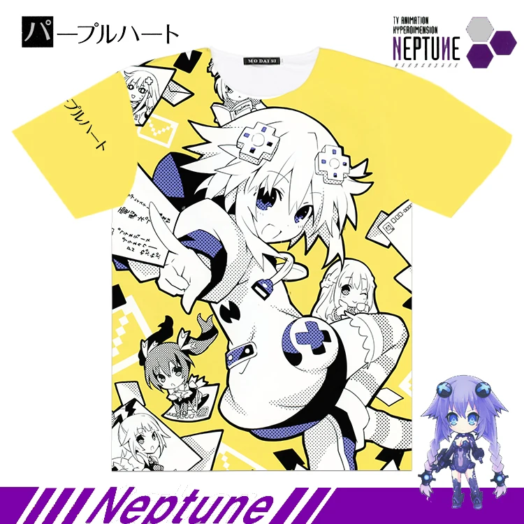 Аниме Choujigen игра Neptune костюм Нептуна для костюмированных представлений Футболка полный графический с коротким рукавом унисекс студенческие Casula/летние топы