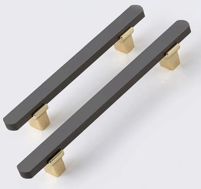 Mexico design Black Furniture Handle 2 pcs Free shipping aluminum Kitchen Cabinets Pulls Gold cupboard handle  