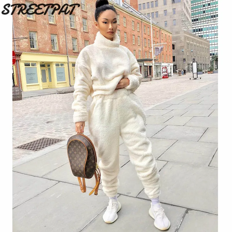 

Velvet Tracksuit 2 Two Piece Set Women Winter Warm Turtleneck Sweatshirt Pants Sweat Suits Matching Sets Chandal Mujer 2020
