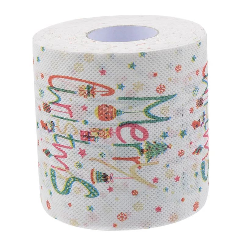1, 6 штук в партии, Рождественская туалетная бумага дома Санта Клаус ванны печати рулон туалетной бумаги Бумага рождественские принадлежности рождественские декоративная ткань в рулоне 10X10 см