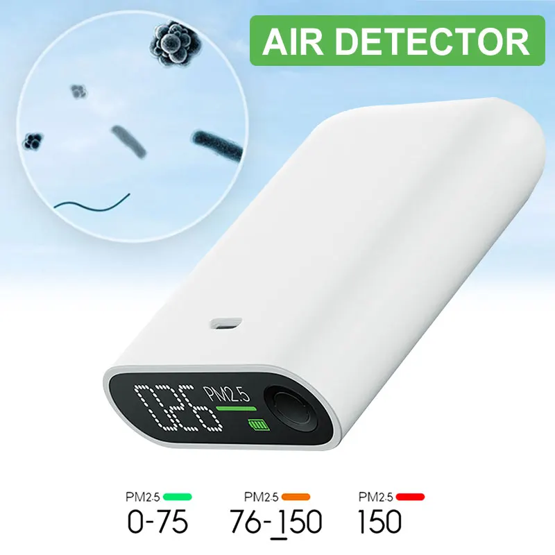 

Portable Smog Detector PM2.5 White Air Quality Tester Household Smog Measuring Instrument Practical Smog Table Smart Monitor