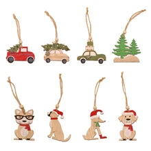 Рождественские украшения, симпатичные украшения для дома, рождественский подарок, настольная деревянная форма животного, украшение в форме машины, подвеска на елку