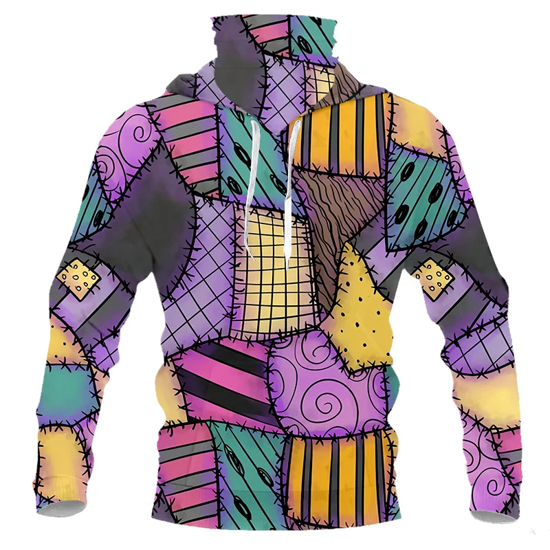 

Hot Sale Men Autumn Mask Sweatshirt 3D Print Street Halloween Patchwork Pattern Mask Hoodie Streetwear Harajuku Hip Hop Pullover