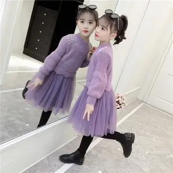 

Girls dress autumn winter autumn velvet sweater western style princess dress little girl winter dresses Korean children's dress