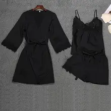 Женская Сексуальная атласная Женская пижама с кружевом, одежда для сна, одноцветная модная одежда для сна, женская пижама, ночная рубашка, Roupa Para Dormir Camicia Notte, новинка