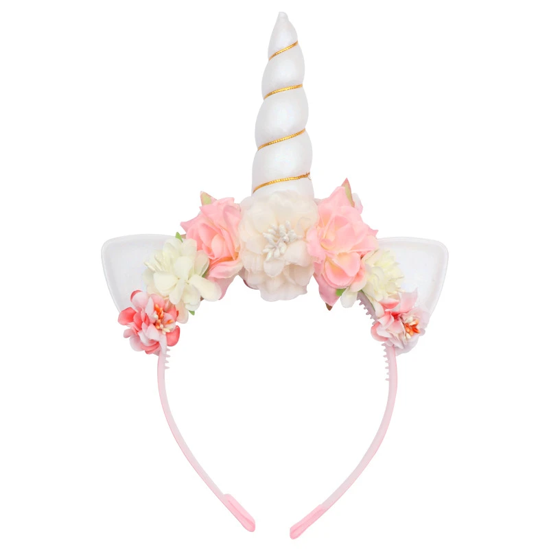 Miss Cute Unicorn Headband Women kids Sweet Flower Unicorn Horn Hair Band Birthday Party handmade fashion Floral Crown Headwear hair band for ladies