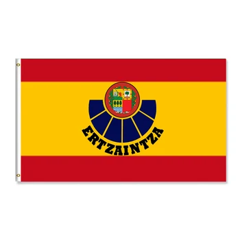 

Spanish flag of Spain with the shield of the Basque police Ertzaintza Euskadi Basque Country