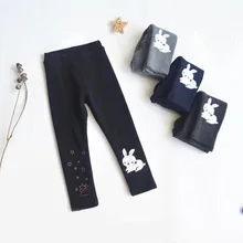 Специальное предложение! Леггинсы с вышитым кроликом из мультфильма 18 зимний стиль супер мягкий Универсальный гусеничный детский 10506