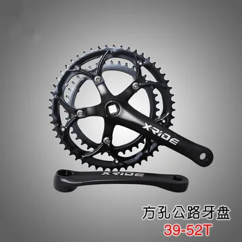 

XRIDE Road Bike Bicycle Folding Bike Square Hole Crankset Chainwheel Big Tooth 52T/39T Plate Crank 2 Piece