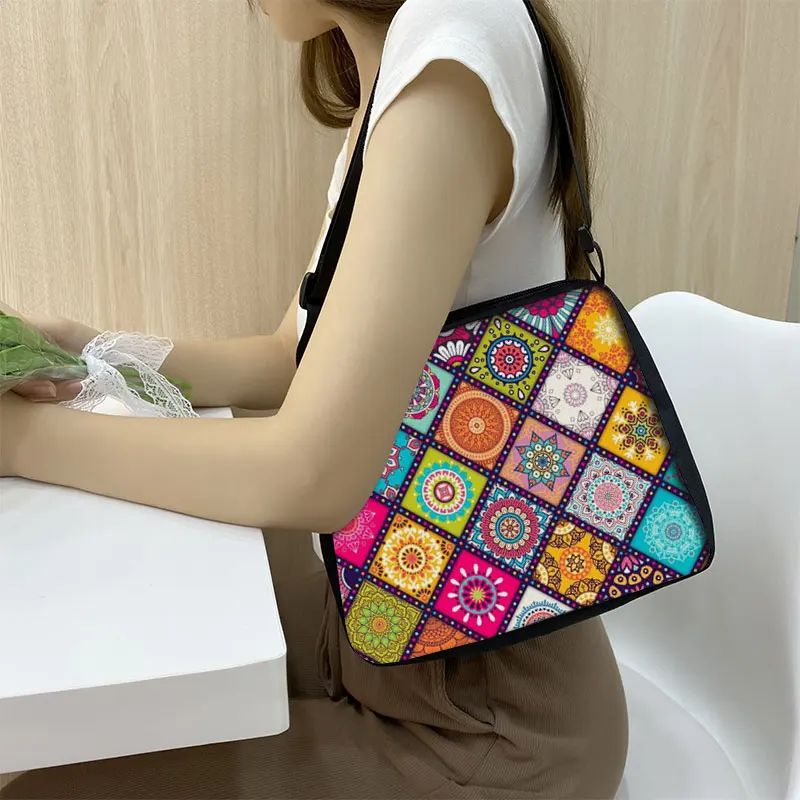 Mandala Flowerote Handbag Women Ethnic Traditional Shopping Bag Floral Print Shoulder Bag For Lady Traveling Messenger Bag - Image 9
