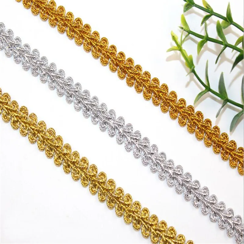 

5yards 10mm Trim Sewing Lace Gold Silver Centipede Braided Lace Ribbon Home Party Decoration DIY Clothes Curve Seing Lace