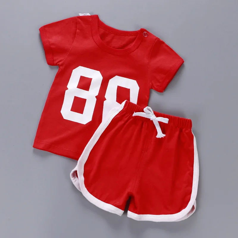 

Summer children's short-sleeved suit cotton T-shirt boys and girls baby short-sleeved shorts two-piece children's clothing