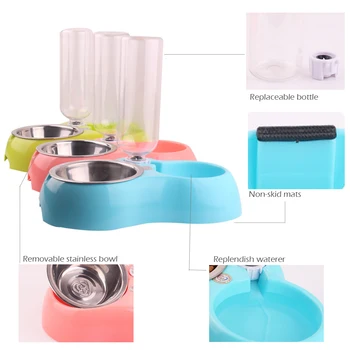 

New Pet Dog Water Bowl Stainless Steel Dog Food Feeder Double Feeding Bowl Cat Dog Drinking Fountain Pet Products