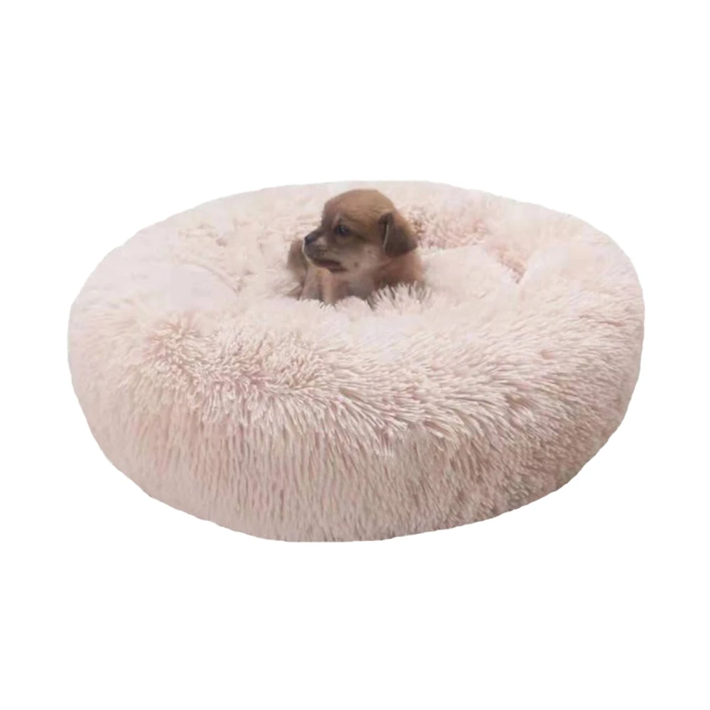 Длинная плюшевая супер мягкая кровать для собаки, зимний теплый диван-корзина для маленьких, средних и больших собак, кошек, питомников, кошек, домик, круглая спальная кровать - Цвет: Beige