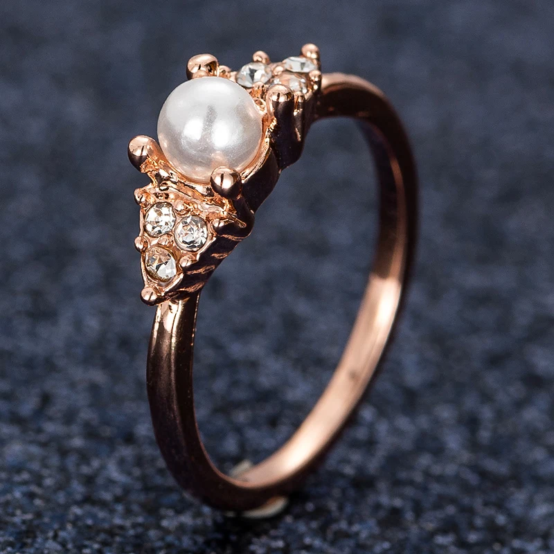 Обручальное кольцо с жемчугом креативное розовое золото кластер женское Ретро