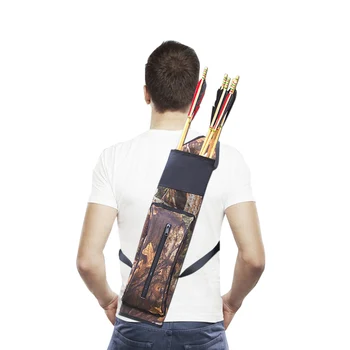 

Outdoor Hunting Back Arrow Quiver Shoulder Belt Bag Camo + Arrow Rack Holder Arrow Pouch Can Holds 12 Pieces Arrow