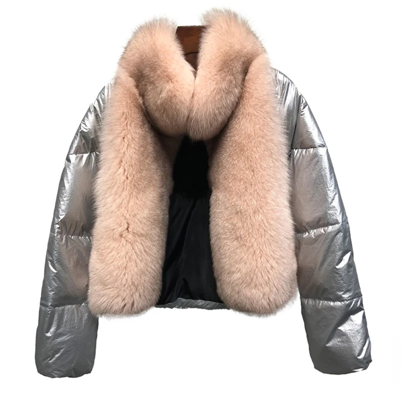 

FURSARCAR New 2020 Real Fur Down Jacket With Fox Fur Collar Whole Skin Natural Fox Fur Coats For Women Winter Fur Luxury Outwear
