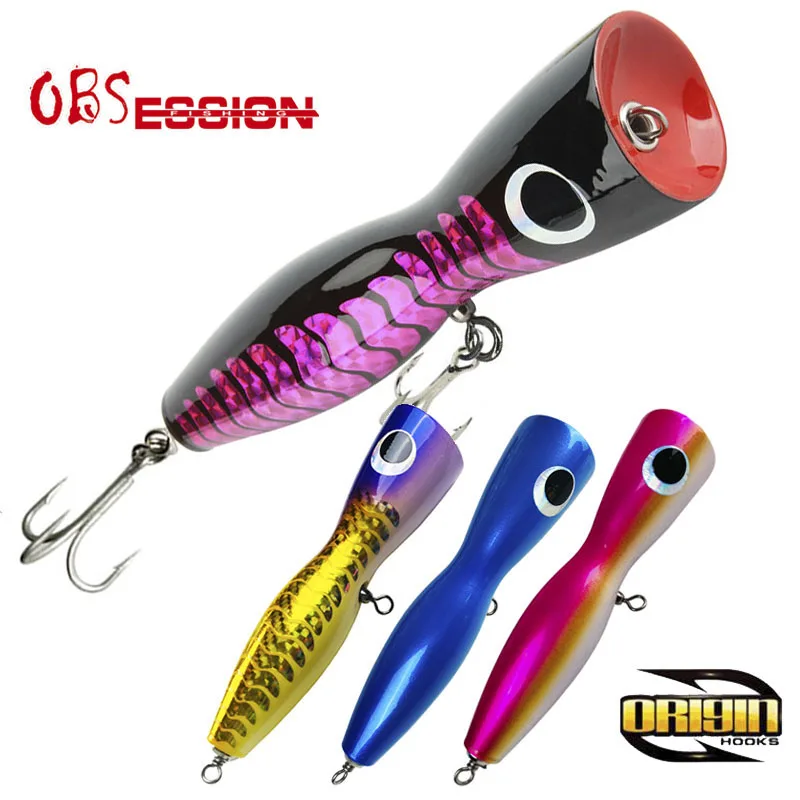 

OBSESSION120g Topwater деревянный Поппер поверхности Popping приманки глубоководная Chugger приманки для рыбалки на лодке морской рыбалки Троллинг рыболовные приманки