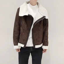 Осенне-зимняя мужская Тонкая Меховая куртка из овечьей шерсти, Европейская и американская мотоциклетная куртка, бархатная Меховая куртка