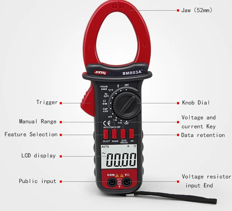 AC-DC 1000A Цифровой мультиметр-зажим AC/DC ток 1000A частота конденсатора температура 1000