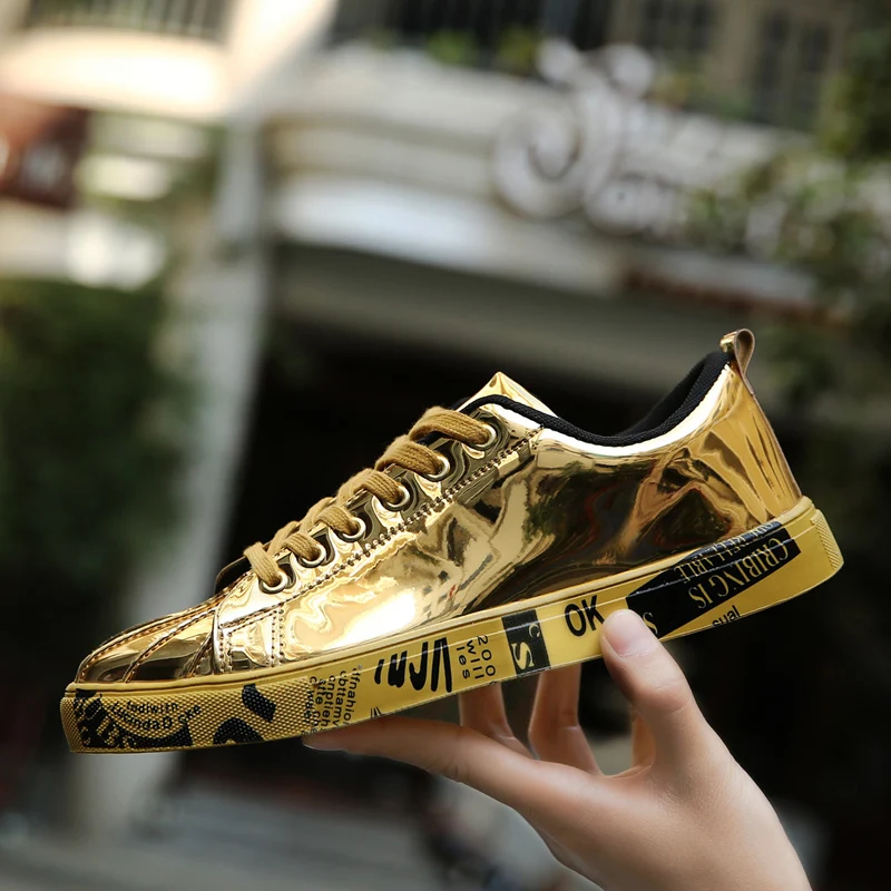 

Unisex Lightweight Casual Shoes Men Fashion Graffiti Gold Silver Women Sneakers Mens Flat Skateboard Shoes Zapatillas Hombre