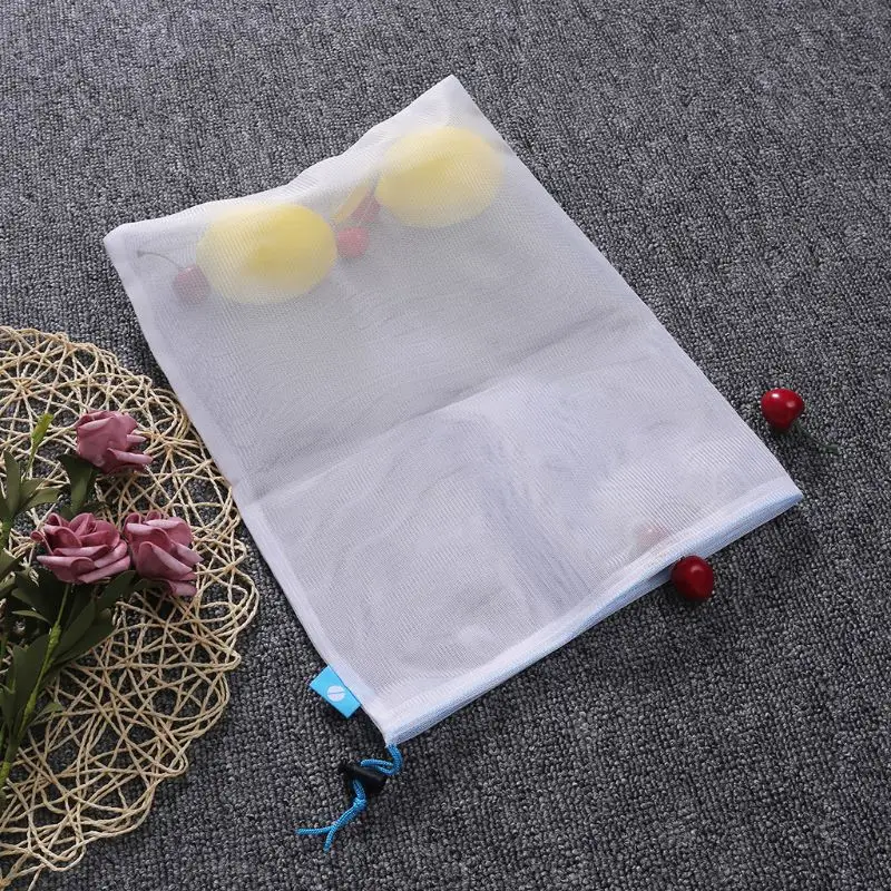 5Pcs Reusable Produce Bags Washable Drawstring Pouch Net Bag Mesh Bags For Grocery Shopping Storage Fruit Vegetable Eco-friendly