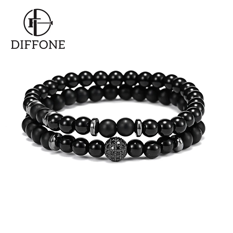 Diffone 2 шт./пара настоящий браслет из натурального камня для влюбленных диско шар
