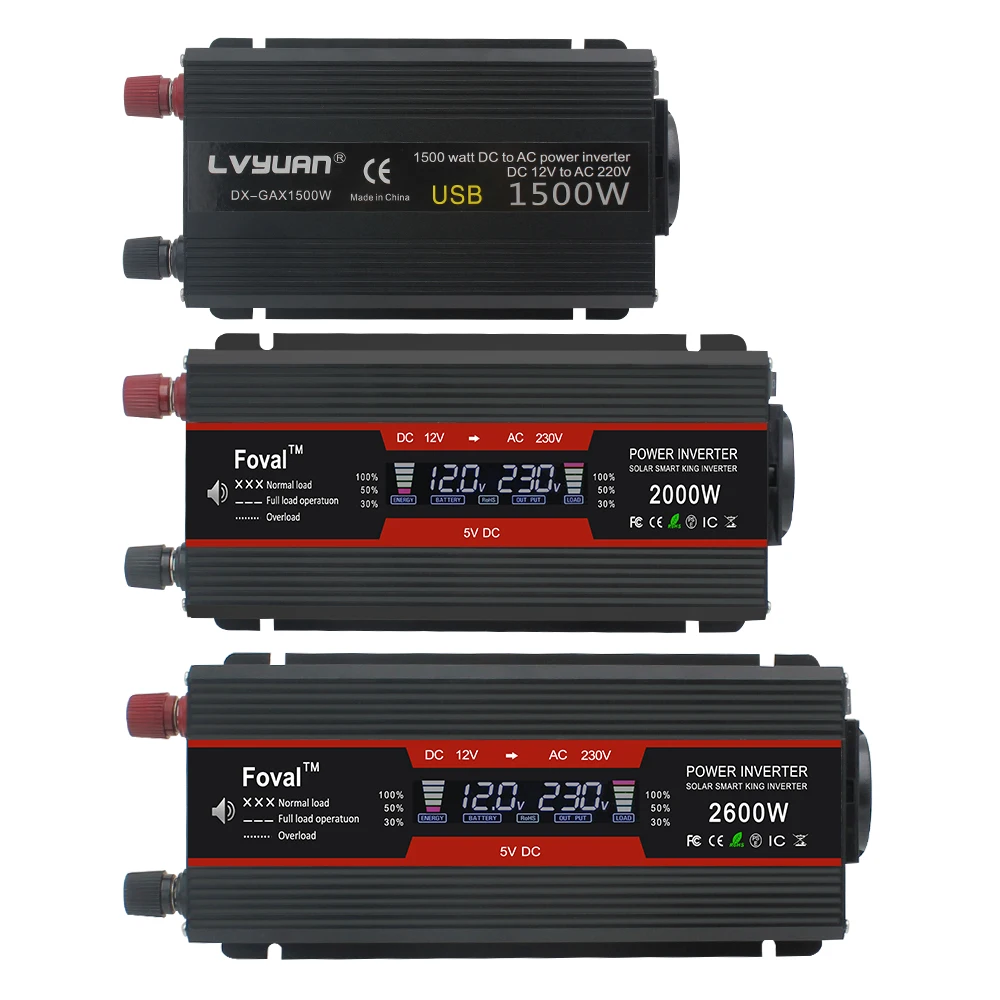 US $32.99 12v 2000w Solar Inverter Modified Sine Wave Lcd Display Convert Cartransformer Car Power Adapter Appliances Webasto 12 Volts
