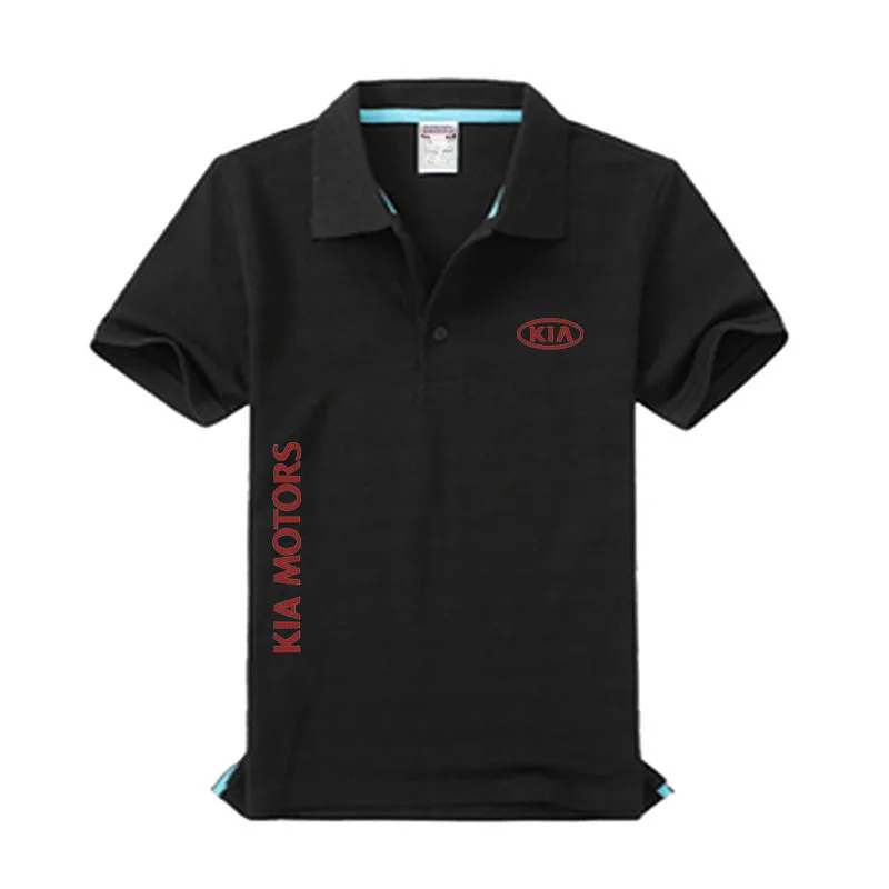 Логотип Kia Мужская модная повседневная мужская рубашка Поло однотонная Повседневная рубашка поло