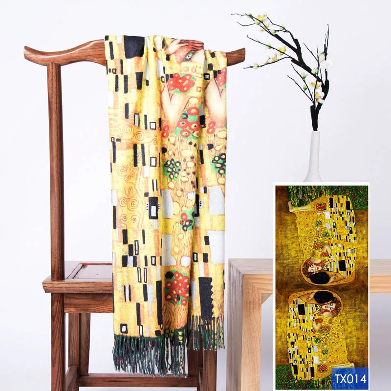 Дизайнерский женский зимний кашемировый шарф шаль Цифровая роспись шаль Ван Гог Картина маслом пашмины Дамский шарф