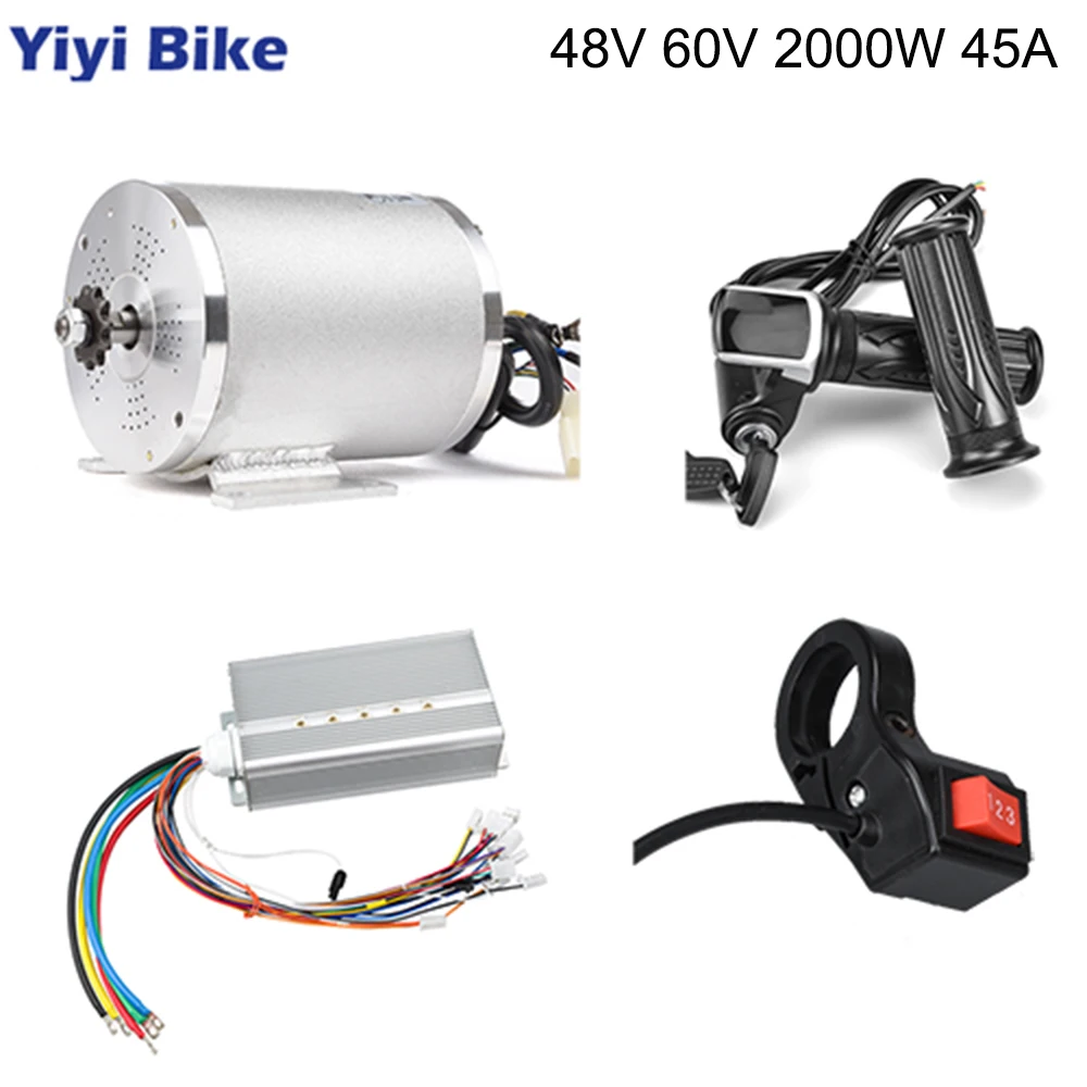 48V-60V 2000W Brushless Motor Controller 24mosfet 45A Speed Controller Pedal Accelerator with LCD Throttle T8F Chain for Electric Scooter Bike Dirt Motorcycle ATV 
