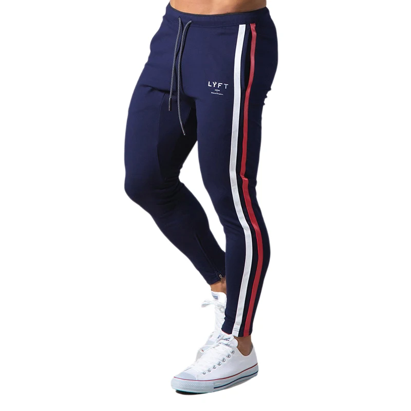 Спортивная одежда ropa hombre Мужские штаны для бега хлопковые с полосками по бокам