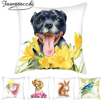 

Fuwatacchi Dog Bird Picture Printed Cushion Cover Animals Style Throw Pillow Cover for Home Car Sofa Decorative White Pillowcase