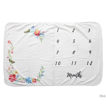 

Newborn Baby Monthly Growth Milestone Blanket Infants Photography Prop Background Cloth Butterfly Printing Mat
