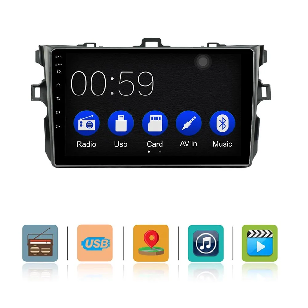 9 дюймов Автомобильная Мультимедийная система с carplay android автопроигрыватель для Toyota Corolla 2008-2011 RDS FM 1024x600 gps головное устройство радио