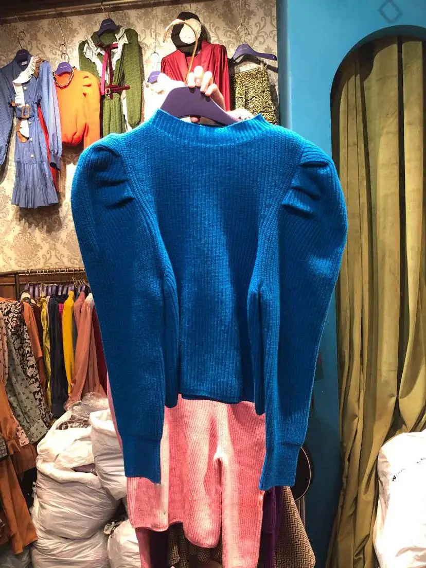 Han Guodong, осенняя одежда, новая мода, круглый воротник, рукав-пузырь, свитер, пальто, женский, для досуга, джокер