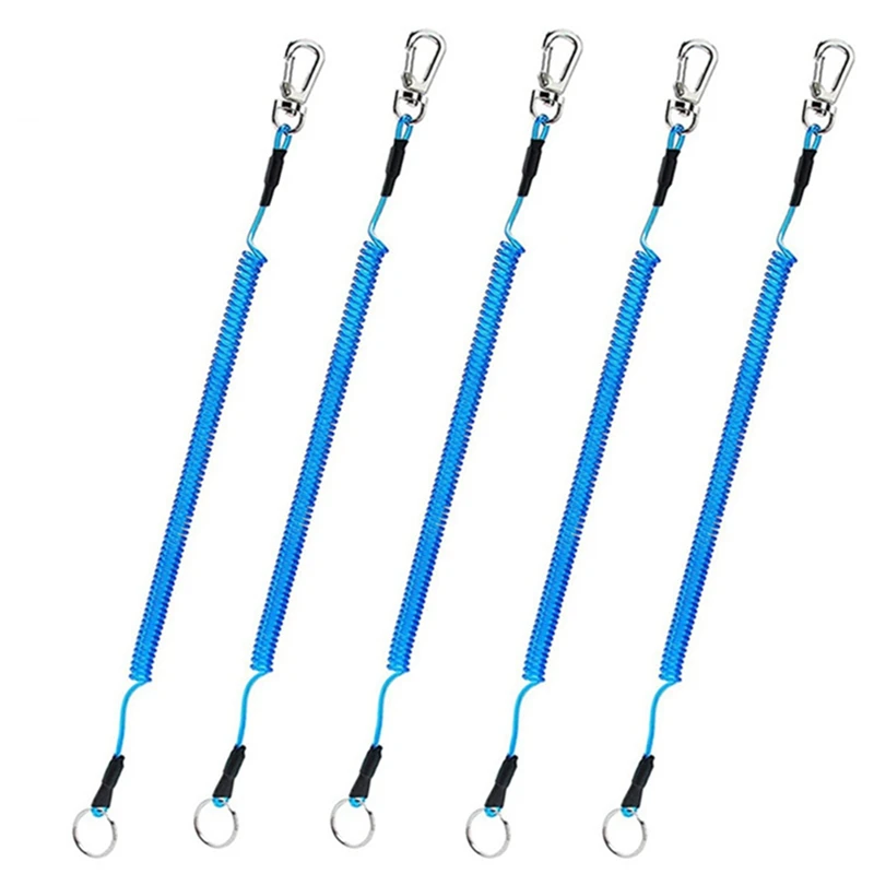 Key Lanyard Fishing Missed Rope Key Koord Key Chain Elastic Coil Stretch Tether Fashion Wire Spring Rope Lockable Metal Key Cord