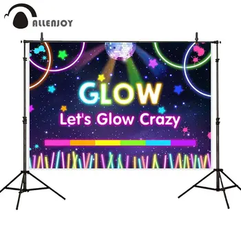 

Allenjoy Disco Wallpapers Colorful Glitter Light Stick Stars Let's Glow Crazy Event Curtains Music Dancing Young Party Banners