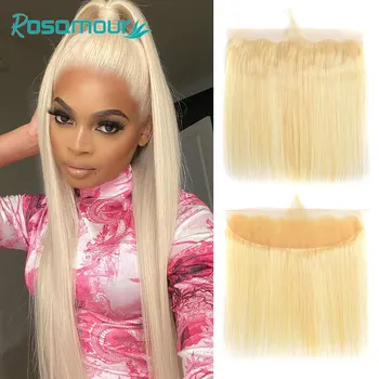 

Rosamour Ear To Ear Lace Frontal Closure With Baby Hair Straight 13x4 Color 613 Blonde Brazilian Remy Human Hair Lace Closure