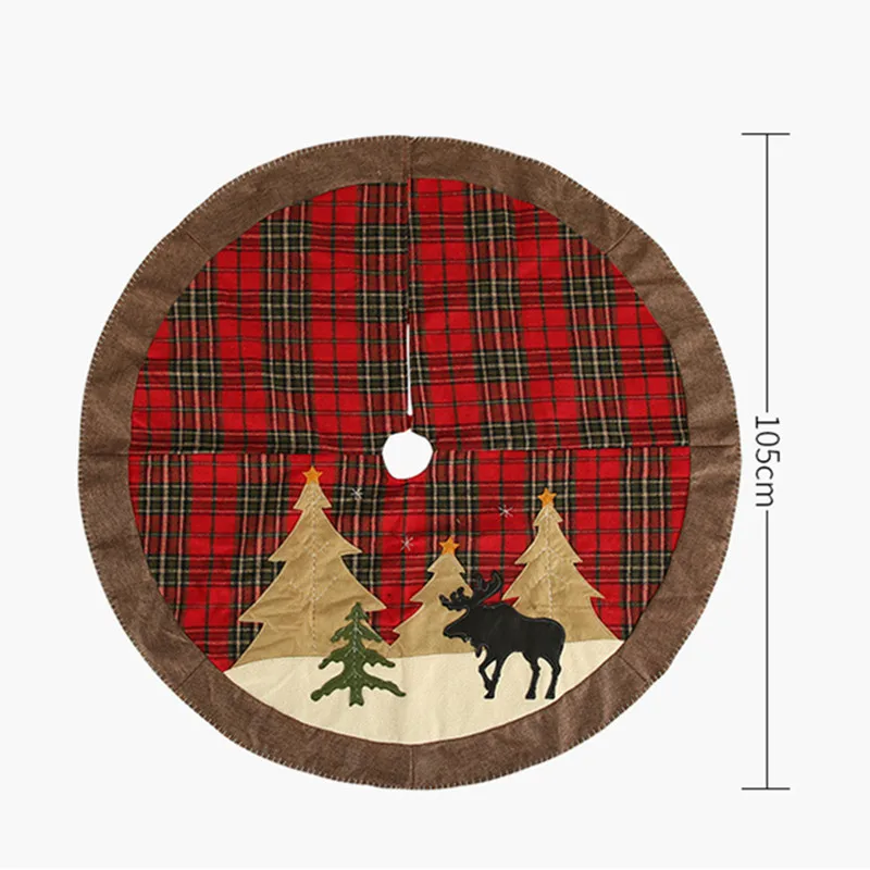 red elk Tree Skirt Navidad Рождественская елка юбка Buffalo клетчатый ковер веселые рождественские украшения для дома натальная Рождественская елка юбки год - Цвет: red elk Tree Skirt
