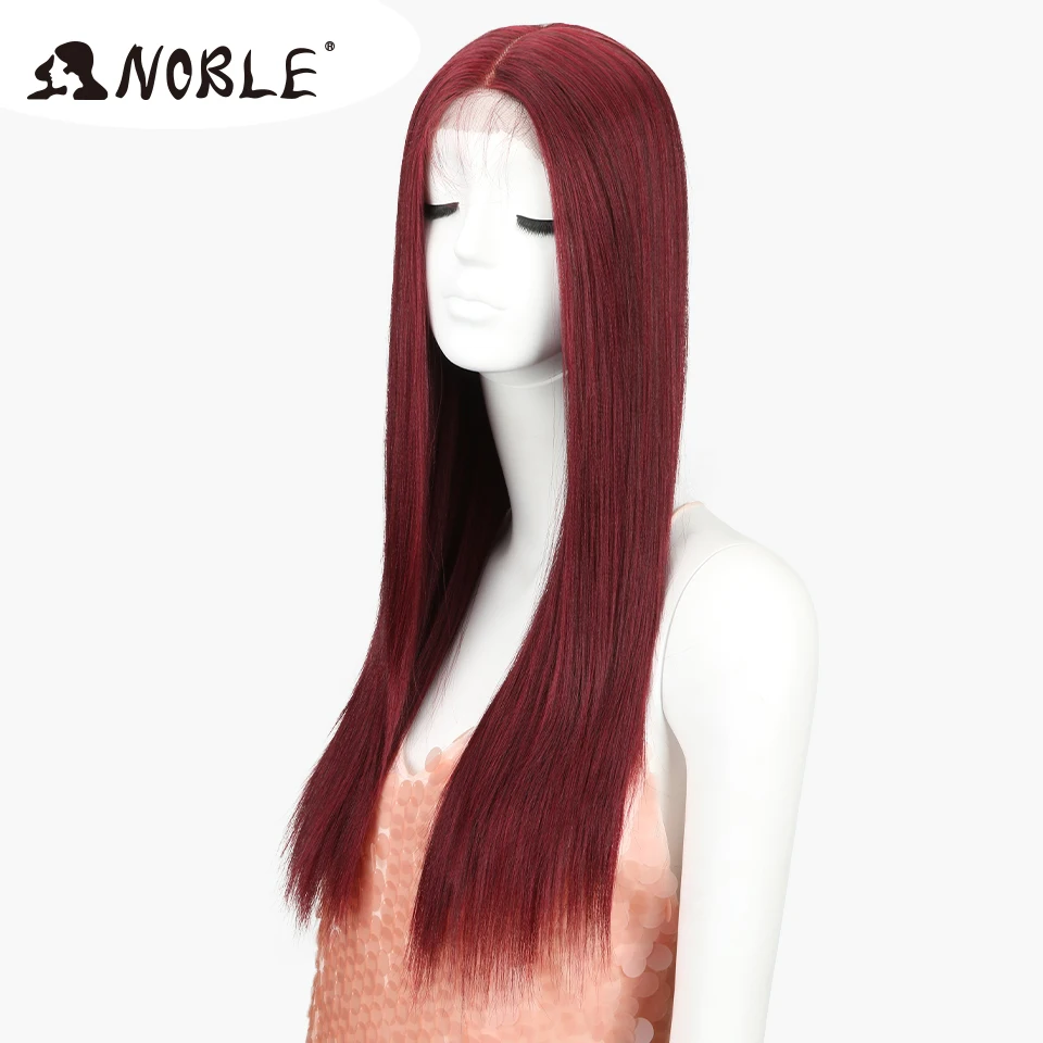 Noble Cosplay Long Straight Synthetic Lace Wigs For Women 26Inch Middle Part High Temperature Fiber Synthetic Lace Wig