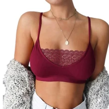 Женщины Кружева Bralette эластичный камзол Обрезанные безрукавки жилет сплошной цвет нижнее белье-MX8