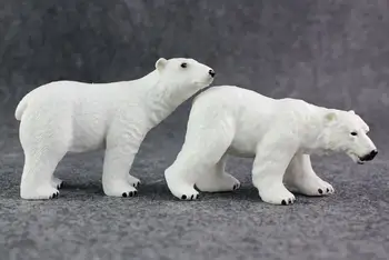 

a pair of mini real life polar bear models plastic simulation white bear dolls gift about10.5cm xf2637