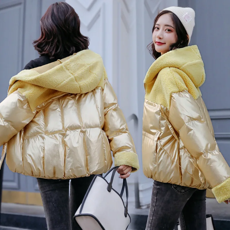 

2019 Winter New Style Fashion in's Glitter Granule Joint Short down Jacket Cotton-padded Clothes
