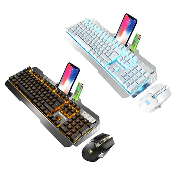 

Wireless Charging Keyboard and Mouse Set Gaming Mechanical Anti-ghosting Luminous Blue Switch Backlit Keyboard and Mouse Set New