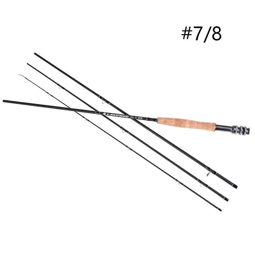 Красный Carbon Fly Fishing Rod 9FT 2.7M 4 Section Fishing Rod Fishing Pole Soft Cork Handle Fly Rod - Цвет: Красный