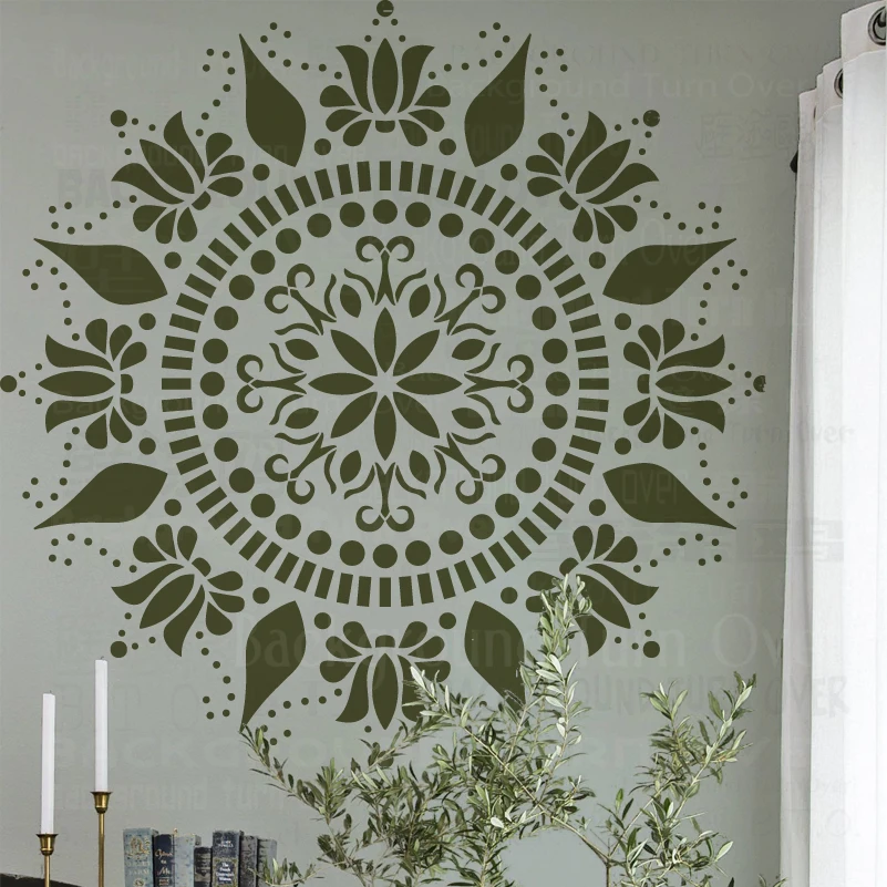 

70cm - 110cm Stencil For Painting Big Mandala Extra Large Wall Floor Template Round Flower Decors Walls Brick Paint Tile S236