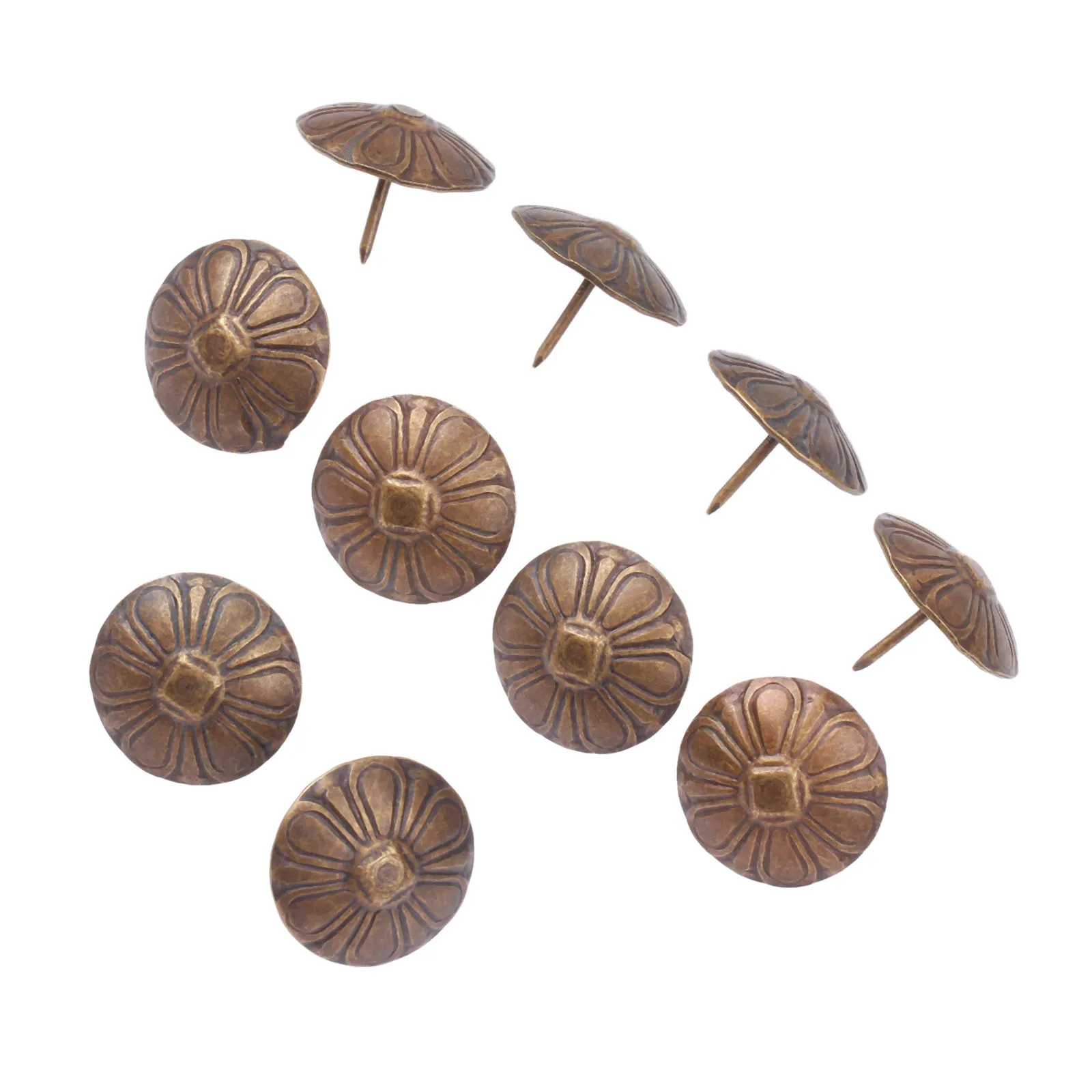10Pcs/lot 23x19mm Vintage Flower Upholstery Nails Iron Tacks Decor Jewelry Gift Box Sofa Stud Pushpins Doornail Antique Bronze