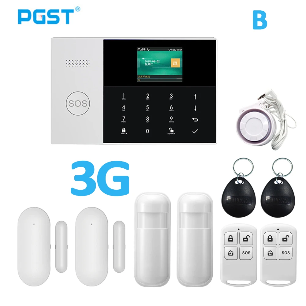PGST 3g wifi GPRS беспроводная домашняя система охранной сигнализации и охранная домашняя сигнализация с Android ISO сигнализация для жилых помещений - Цвет: 3G set B