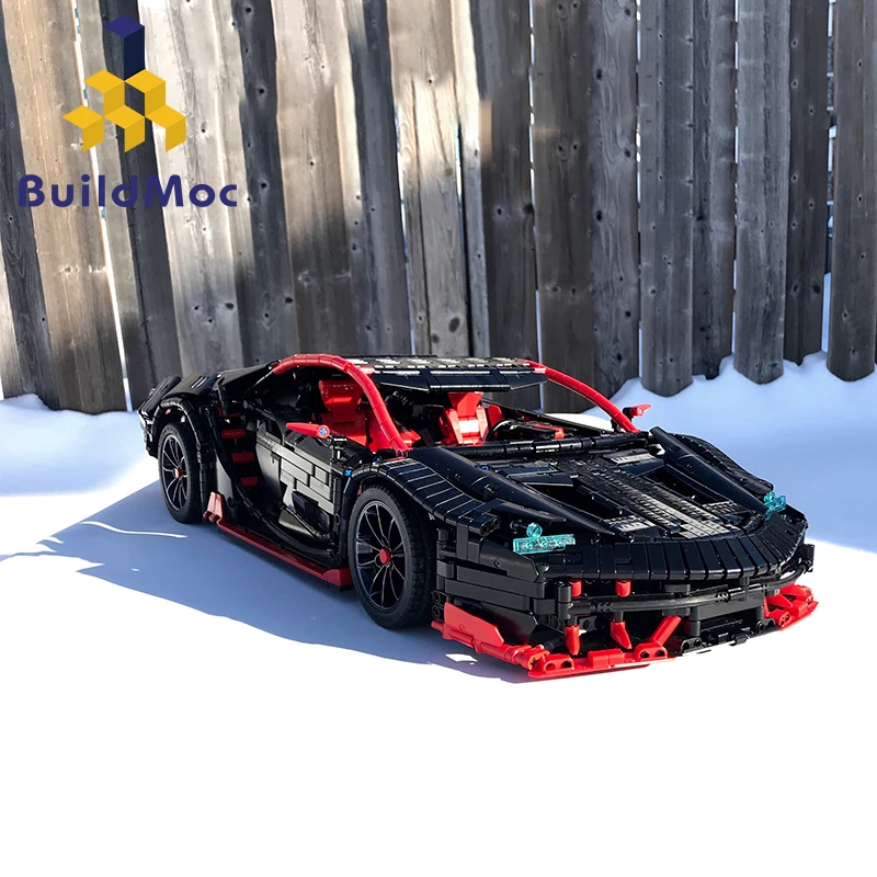 BuildMOC Радиоуправляемая машина Lamborghinis Roadster с функцией питания, строительные блоки для автомобилей, кирпичи, Детские технические игрушки, 20091 MOC 12560